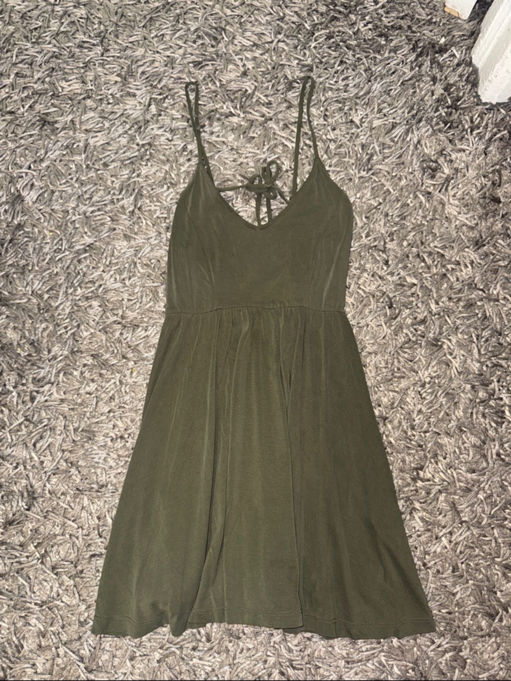 Forever 21 Olive Green Spaghetti Strap V-Neck Mini Dress